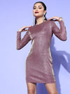 Women Pink Lurex Bodycon Mini Dress