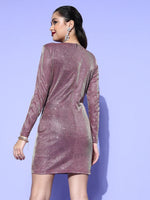 Women Pink Lurex Bodycon Mini Dress