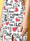 Women Red Love Heart Print Mini Skirt