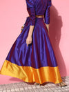 Women Purple & Mustard Contrast Border Anarkali Skirt