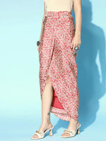 Women Rust Floral Pleated Dhoti Skirt