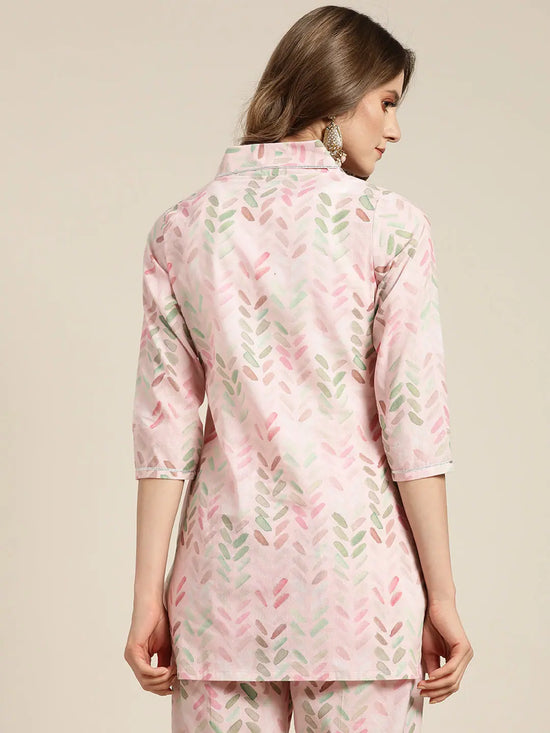 Women Pink Brush Paint Chevron Sustainable Top