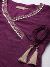 Women Burgundy Mirror Embroidered Angrakha Top