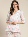 Women White Floral Sustainable Puff Sleeves Top