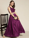 Women Burgundy Mirror Embroidered Anarkali Skirt