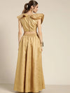 Women Gold Chanderi Foil Crop Top With Anarkali Skirt