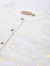 Women White Chanderi Gold Foil High Low Shirt