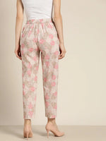 Women Pink Geometric Sustainable Straight Pants