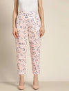 Women Powder Pink Floral Sustainable Straight Pants