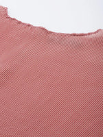 Women Pink Pleated Chinon Balloon Top