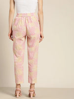 Women Pink Chevron Sustainable Straight Pants