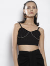 Women Black Bustier Crop Top