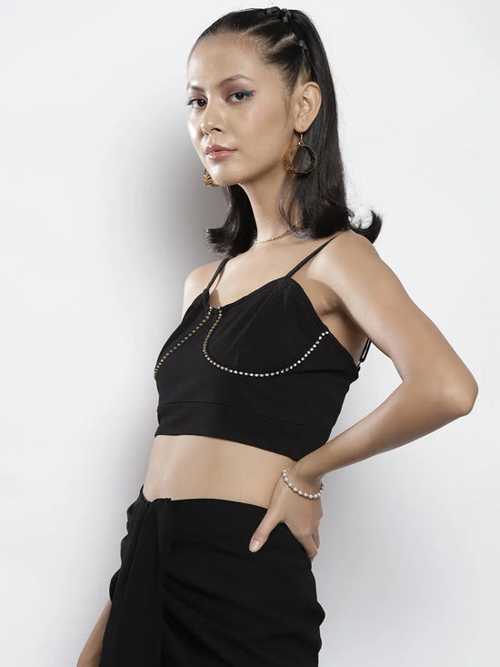 Women Black Bustier Crop Top