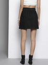 Women Black Twill Box Pocket Mini Skirt