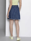 Women Blue Denim Front Zipper Mini Skirt