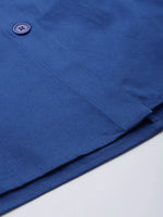 Women Blue Twill Front Button Pencil Skirt