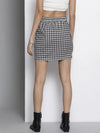 Women Black White Geometrical Knit Mini Skirt