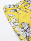 Women Yellow Floral Scuba Straight Pants