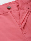 Women Pink Twill Pull Hem Joggers