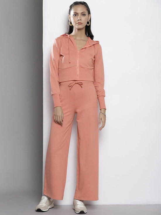 Women Peach Terry Hooded Jacket with Track Pants