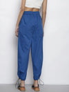 Women Blue Twill Pull Hem Joggers