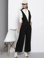 Women Solid Black Jumpsuits & Sets