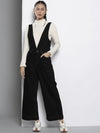 Women Solid Black Jumpsuits & Sets