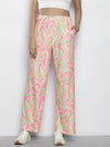 Women Pink & Green Abstract Waves Print Straight Pants