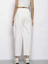 Women White & Pink Twill Color Block Carrot Fit Pants