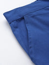 Women Blue Twill Side Button Pants