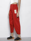 Women Red Twill Cargo Pants