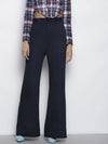 Women Navy Bell Bottom Knitted Pants