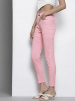 Women Pink Stretchable Twill Skinny Jeans