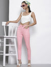 Women Pink Stretchable Twill Skinny Jeans