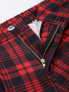 Women Red Check Knit Tapered Pants