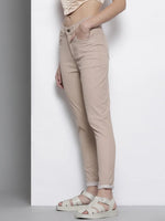 Women Beige Stretchable Twill Skinny Jeans