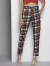 Women Yellow Check Knit Tapered Pants