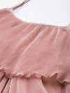 Women Pink Pleated Chinon Frill Dress