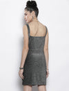 Women Silver Lurex Ruched Bodycon Dress