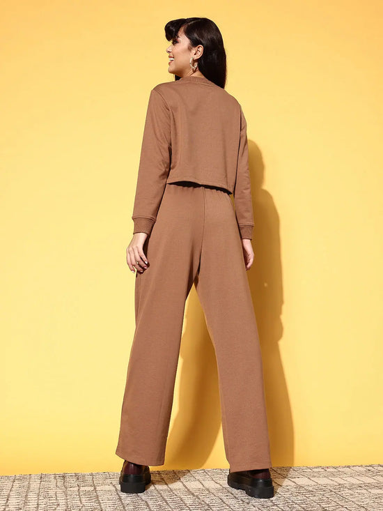 Women Solid Brown Jumpsuits & Sets