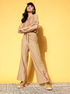 Women Solid Beige Jumpsuits & Sets