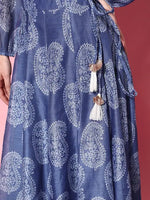 Women Blue Chanderi Paisley Anarkali Skirt