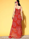 Women Red Paisley Box Pleat Strappy Maxi Dress