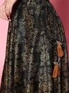 Women Black Chanderi Floral Anarkali Skirt