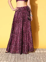 Women Pink Chanderi Floral Anarkali Skirt