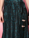 Women Teal Chanderi Floral Anarkali Skirt