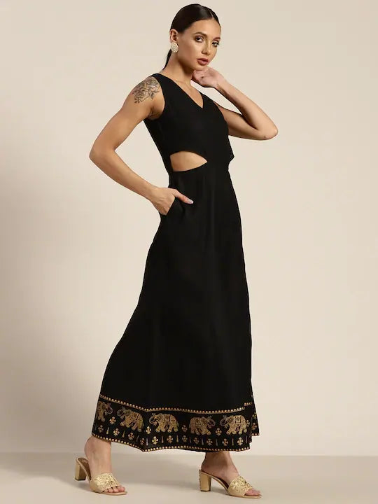 Women Printed Black Jumpsuits & Sets