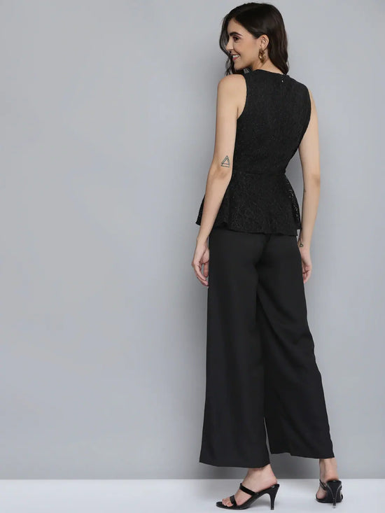 Women Solid Black Jumpsuits & Sets