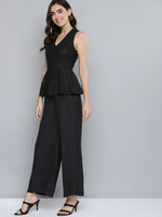 Women Solid Black Jumpsuits & Sets