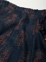 Women Navy Chanderi Floral Anarkali Skirt